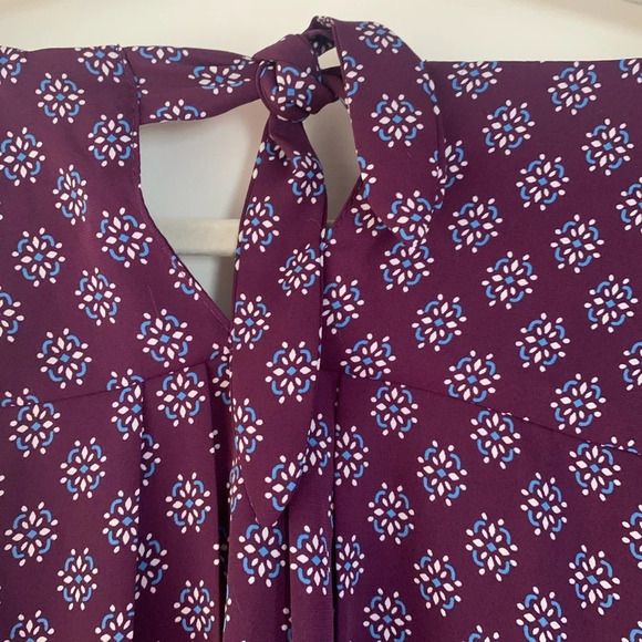 41 Hawthorn Womens Purple Tie Back 3/4 Flutter Bell Sleeve Blouse - Picture 5 of 12